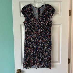 J. Crew navy printed dress with ruffle hem detail size 8